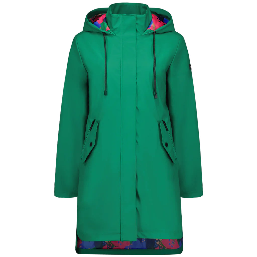 Billie Rain Coat Emerald with Puddles