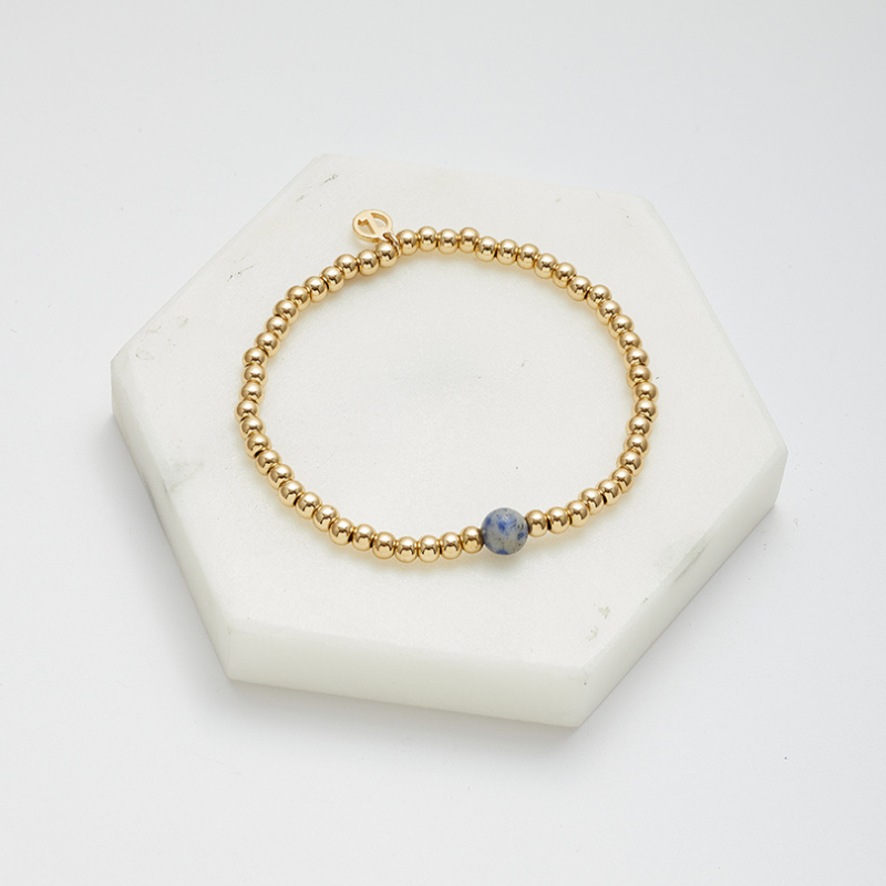 Gold Bead Bracelet Navy