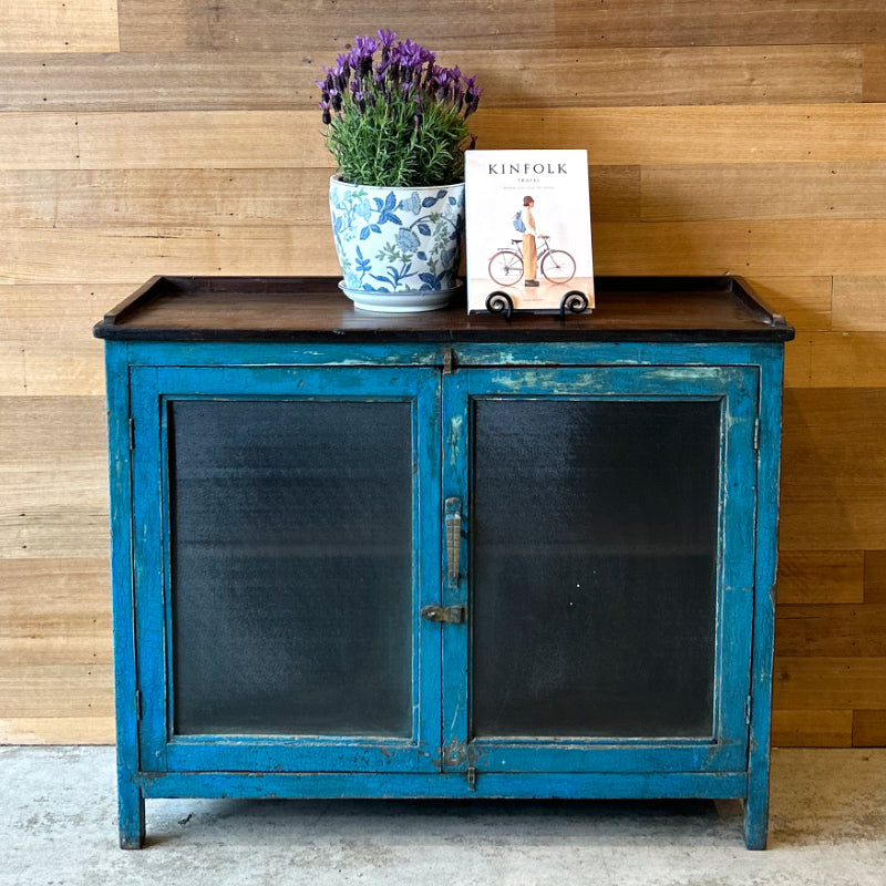 Vintage Blue Patinaed Cabinet