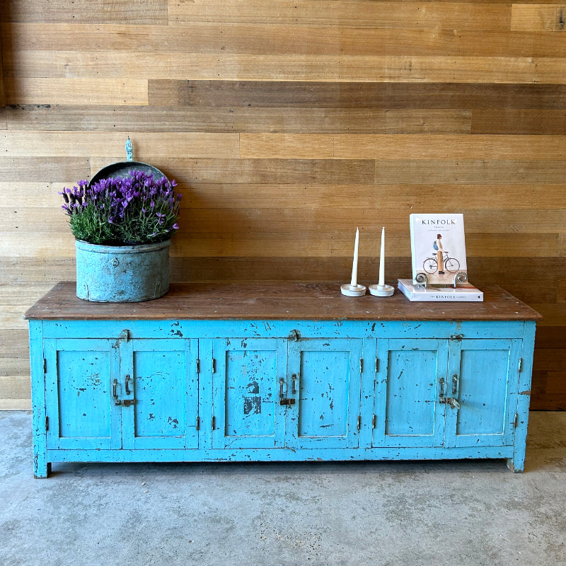 Blue Vintage Low Cabinet
