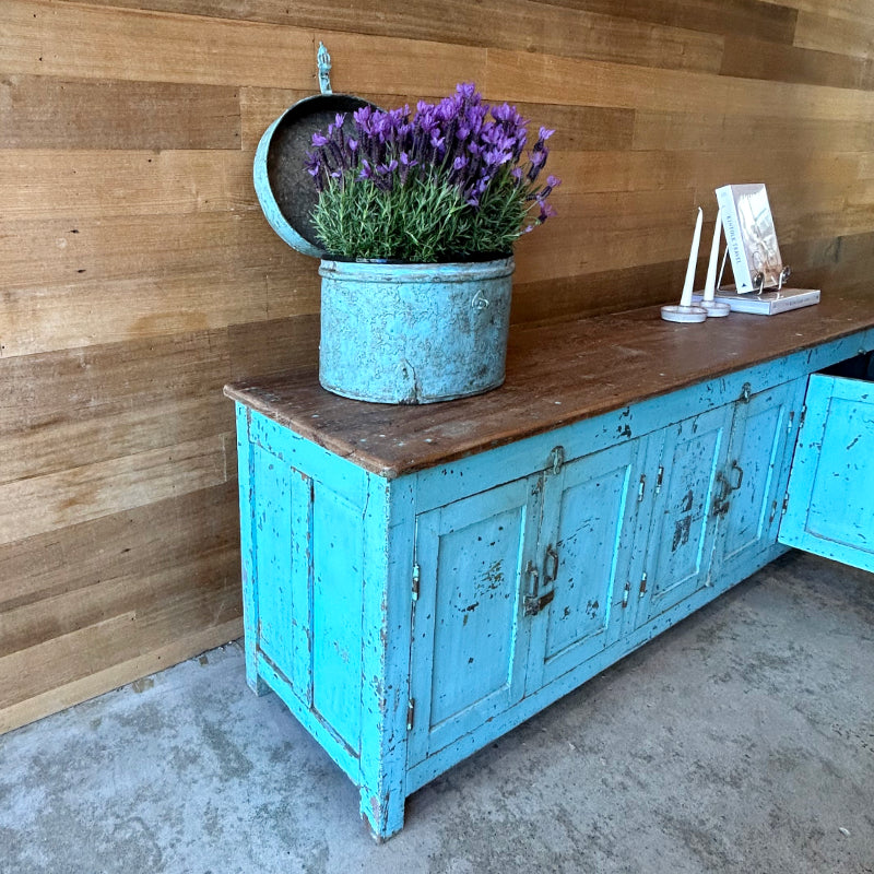 Blue Vintage Low Cabinet