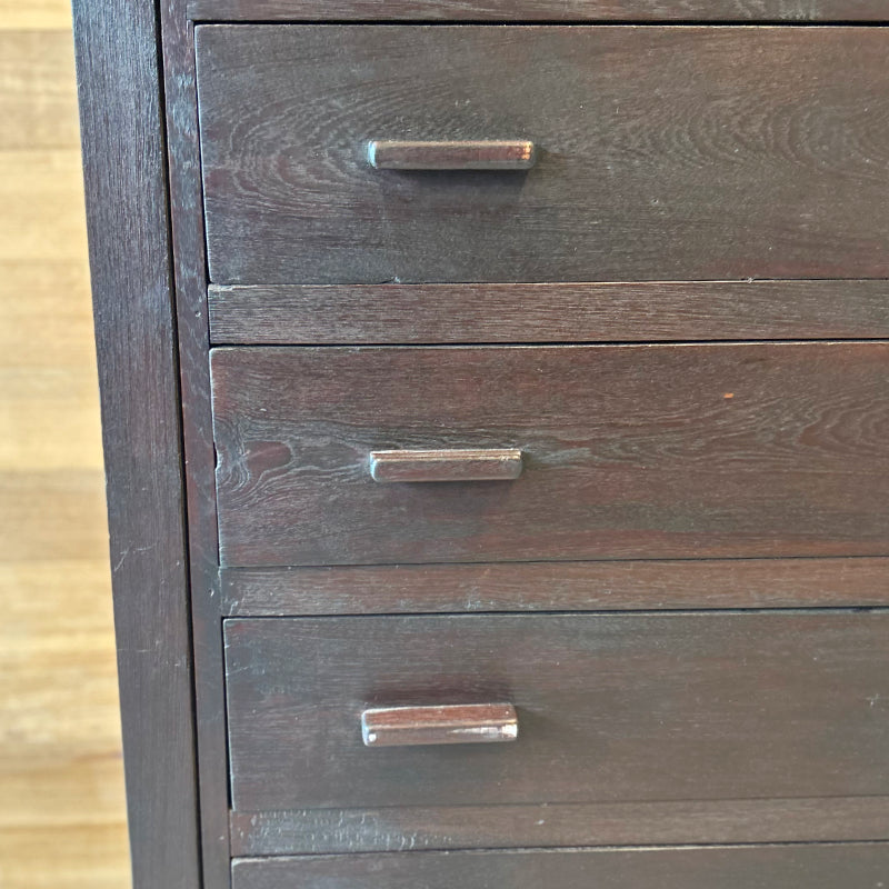 Wooden 5 Drawer Cabinet with Glass