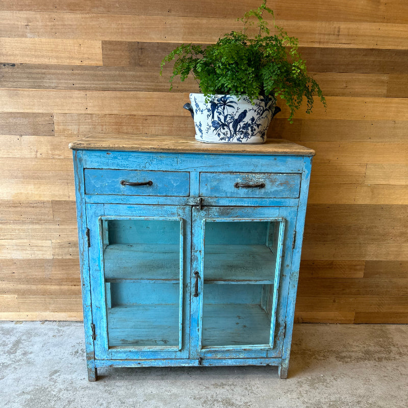 Blue Wooden Two drawer cabinet