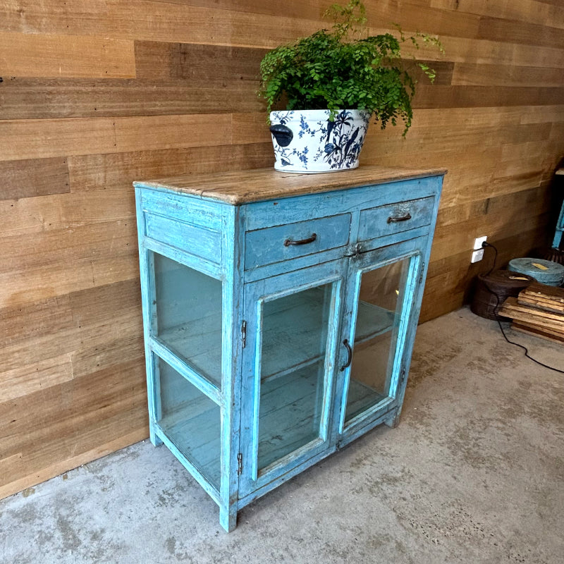 Blue Wooden Two drawer cabinet