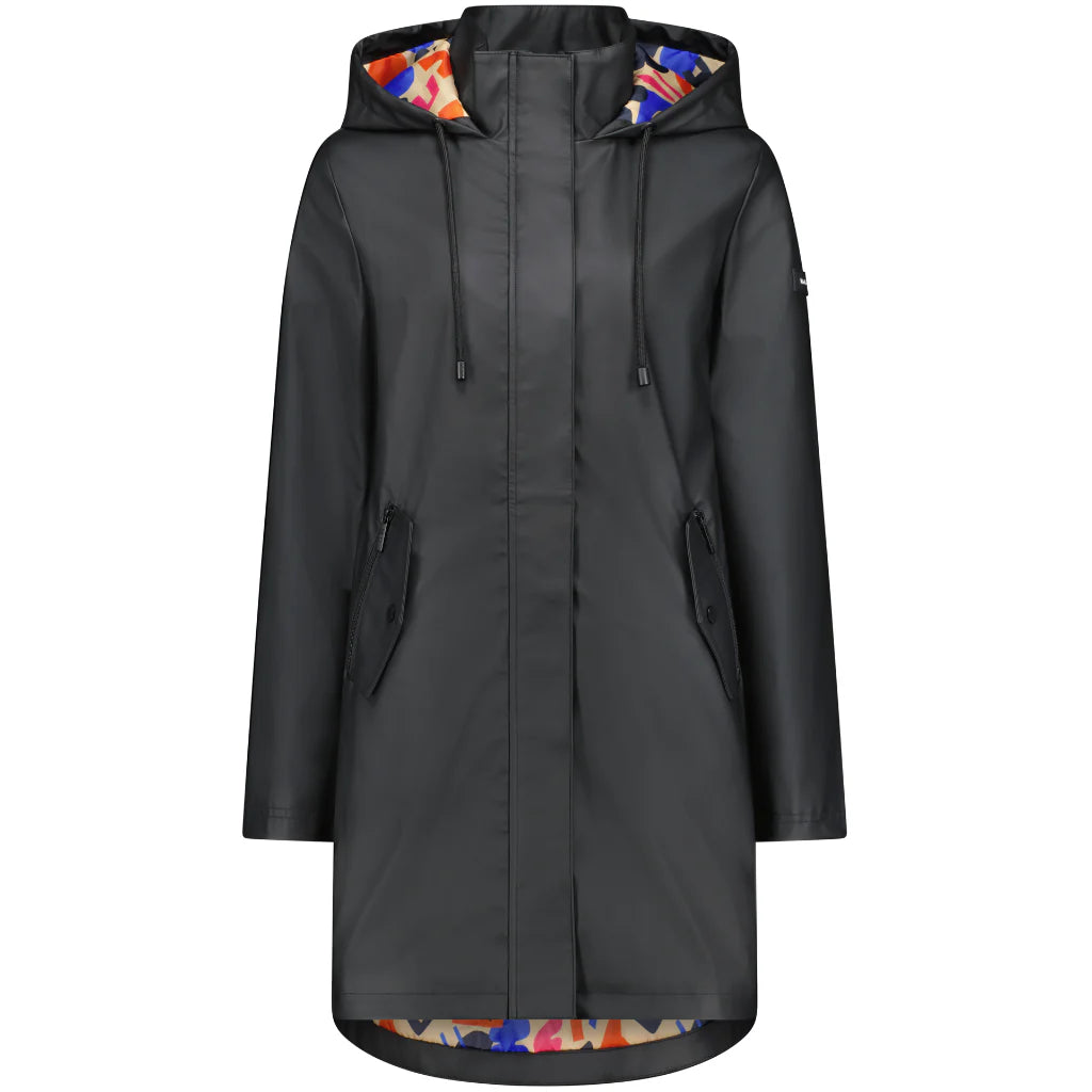 Billie Rain Coat Black with Collage