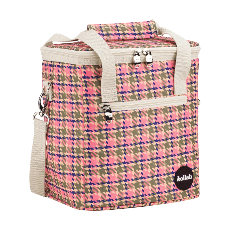 Mini Cooler Pink Houndstooth