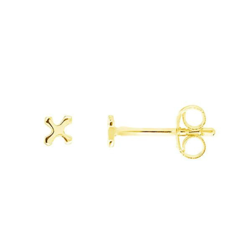 Gold Tiny Cross Stud Earrings