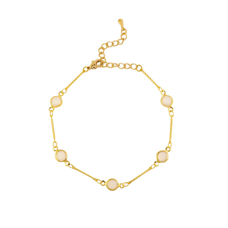 Gold Milky Crystal Bar Bacelet