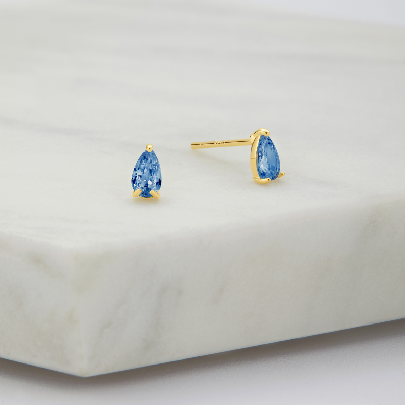Abigail Stud Earring Sapphire Sterling Silver Zafino