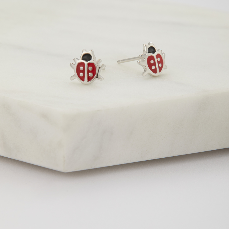 Ladybird Stud Earring Stirling Silver Zafino