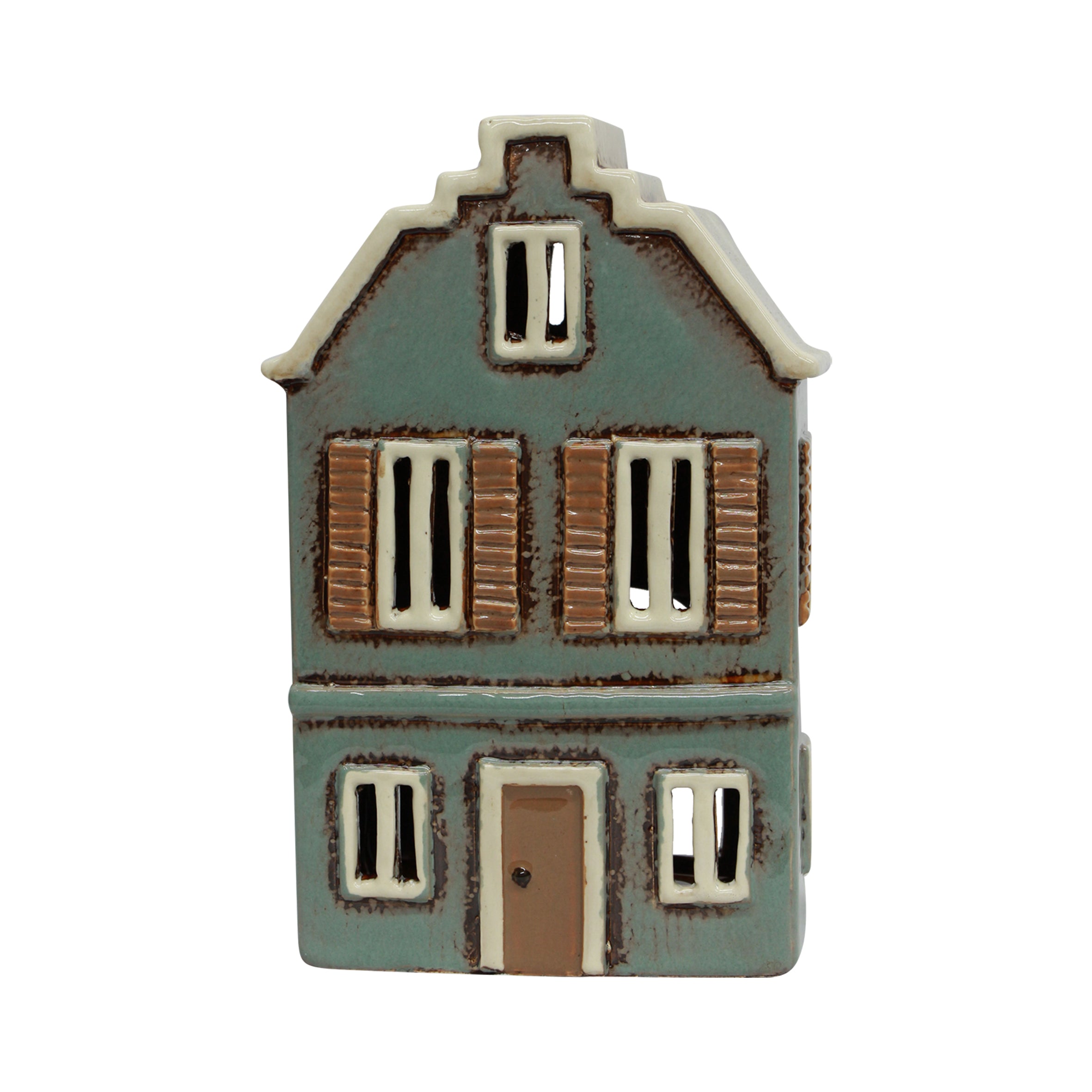 Alsace Tea Light House with Shutters Blue