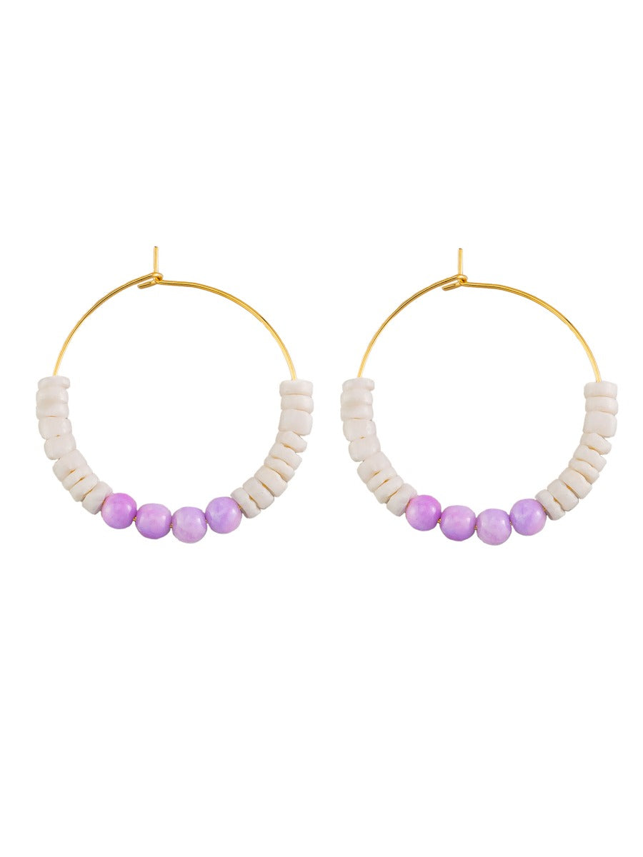 White Lilac Beaded Hoops