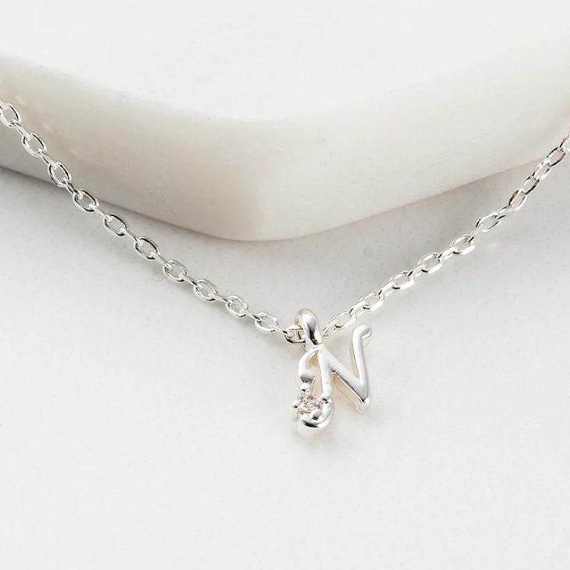 Initial Necklace silver Plated