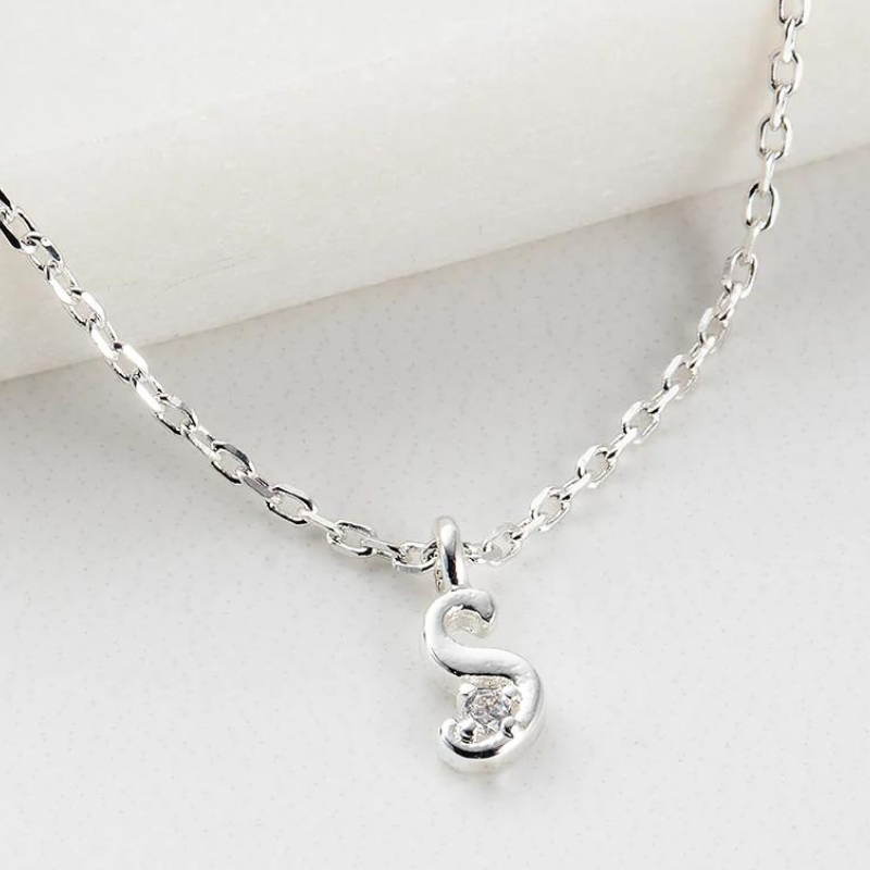 Initial Necklace silver Plated