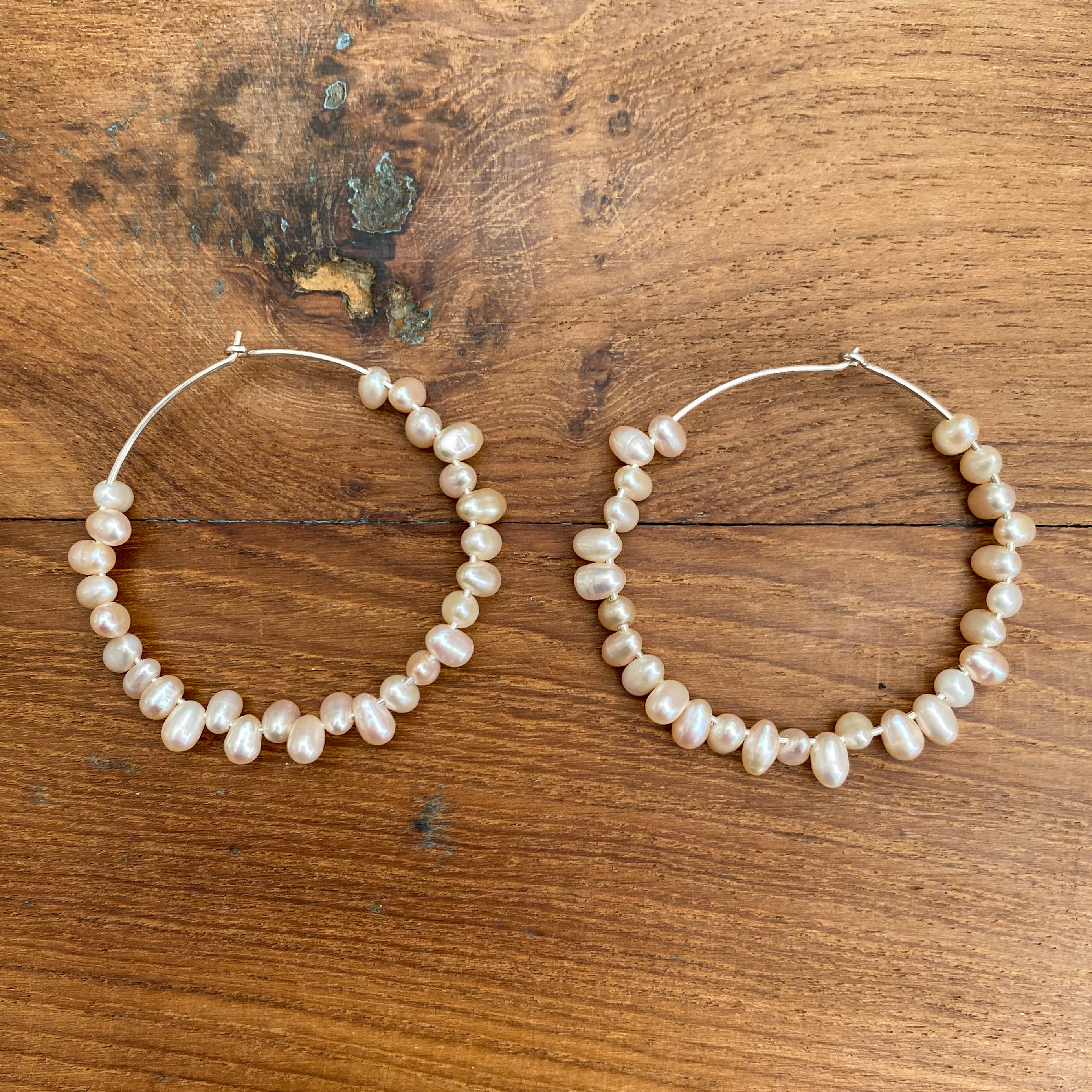 Large Pearl Hoops