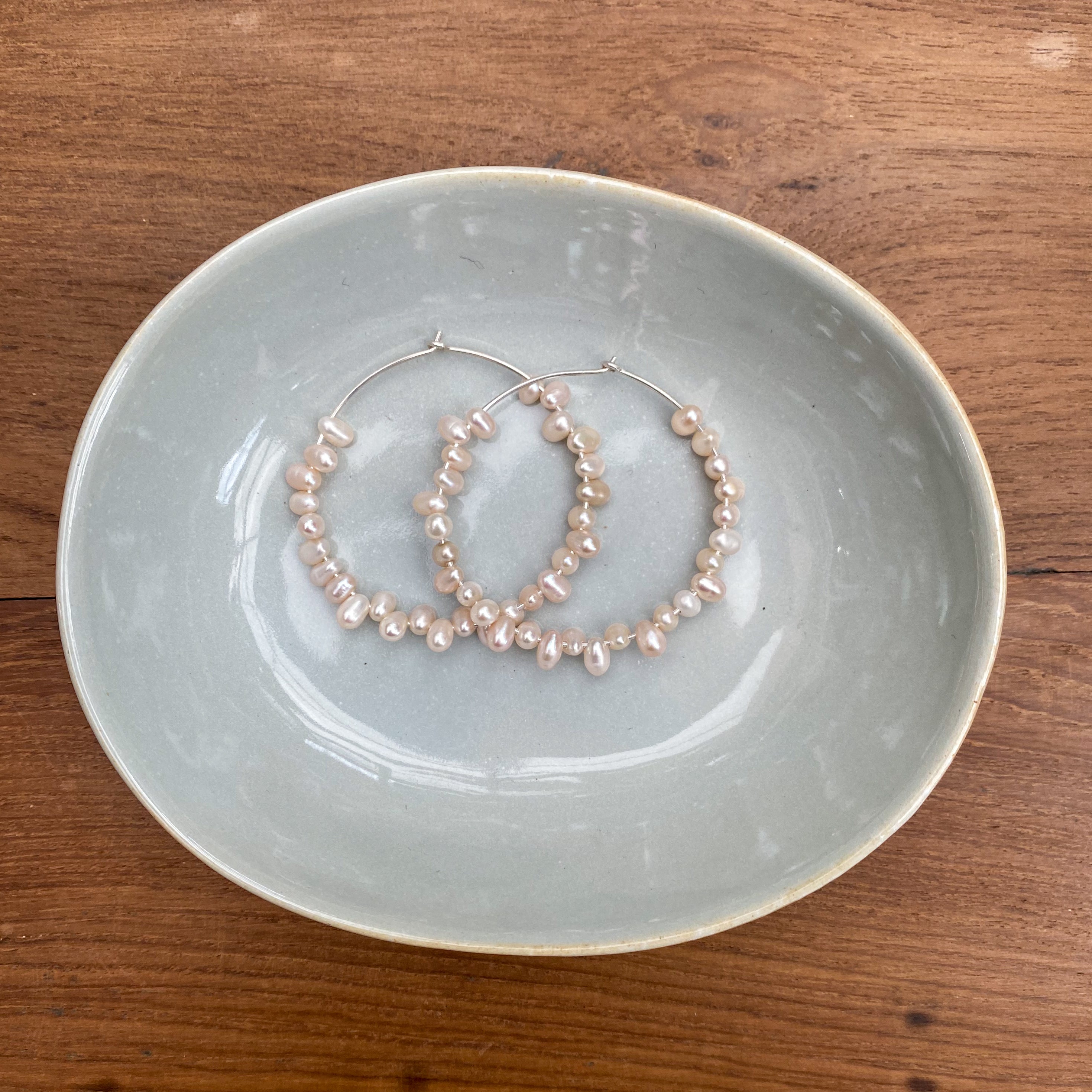 Large Pearl Hoops