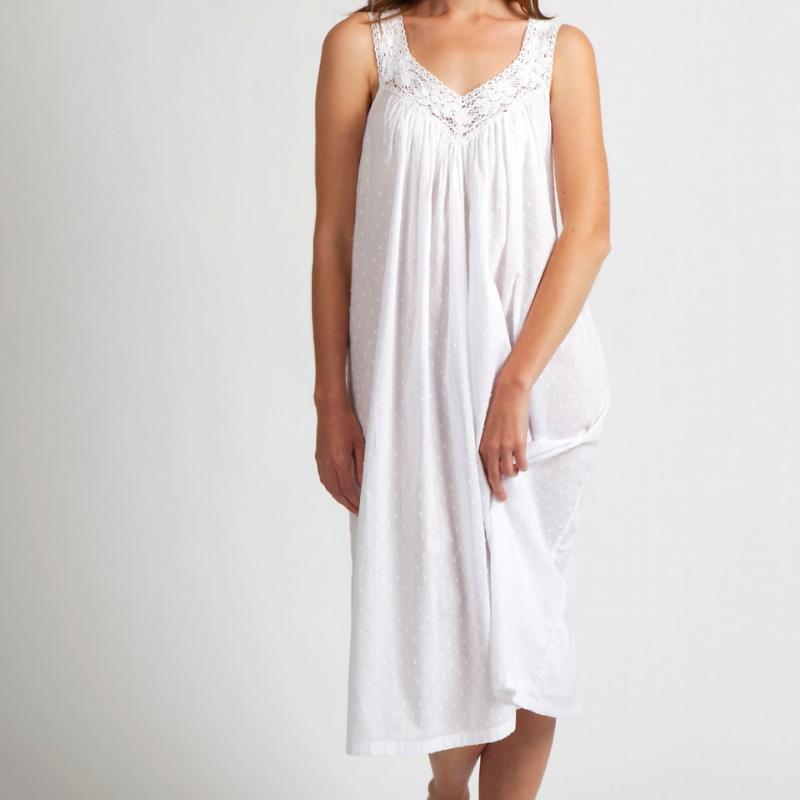 MD-403 Arabella Nightie White Sleeveless Hail Spot