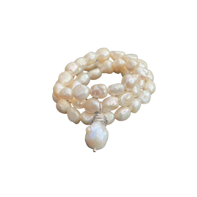 Fresh water and baroque pearl wrap bracelet/necklace