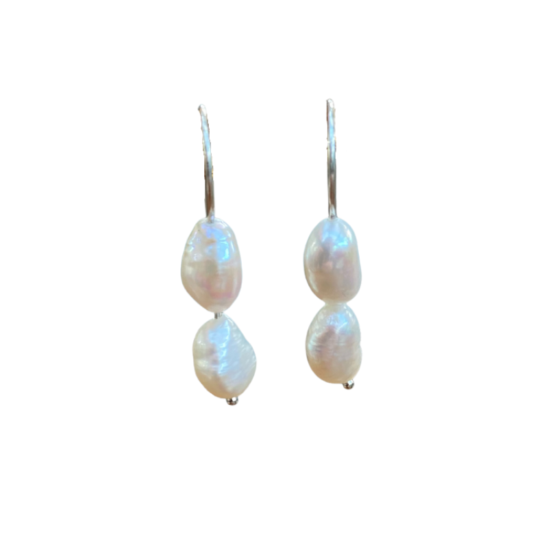 Fresh Water Double Pearl Hook earring